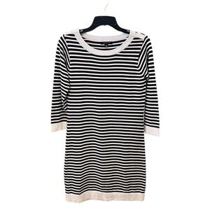 Banana Republic Factory 3/4 sleeve stretch knit sweater dress SZ M black white
